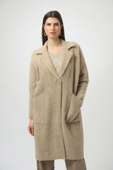 Joseph Ribkoff Feather Yarn and Faux Fur Sweater Coat