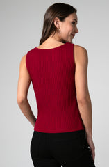 Sleeveless Boat Neck Rib Knit Top