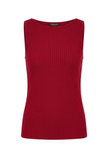 Sleeveless Boat Neck Rib Knit Top
