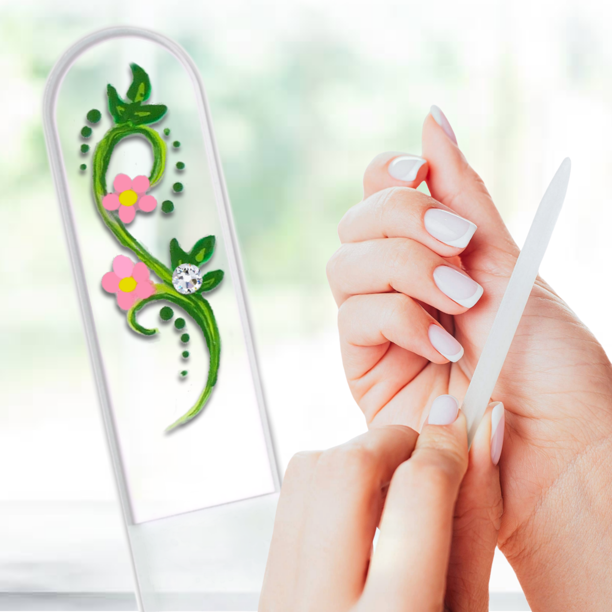 Pretty Posie Floral Swarovski Hand Painted Crystal Nail File