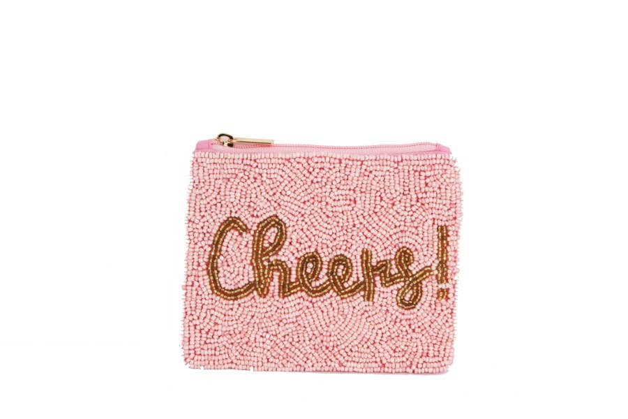 Ladies Fully Beaded CHEERS Printed Cosmetic Bag