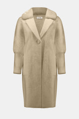 Joseph Ribkoff Feather Yarn and Faux Fur Sweater Coat