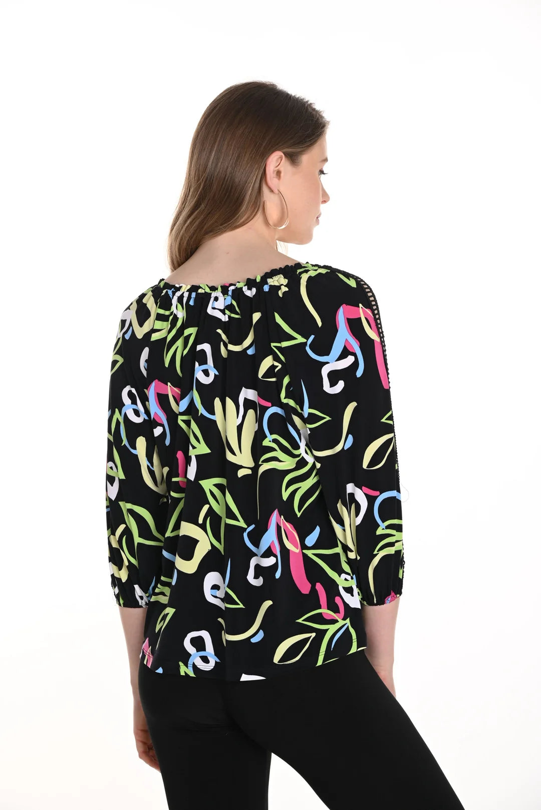 Black/Multi Abstract Print Top