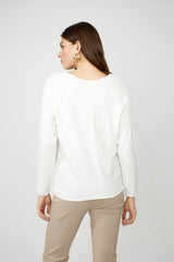 Frank Lyman V-neck Jewel Heart Embellished Pullover