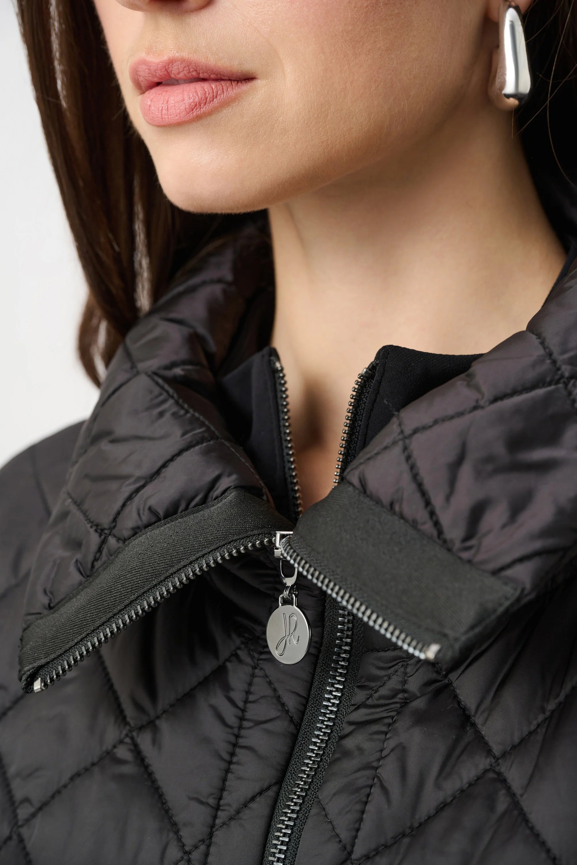 Quilted Nylon Shawl-Neck Boxy Vest