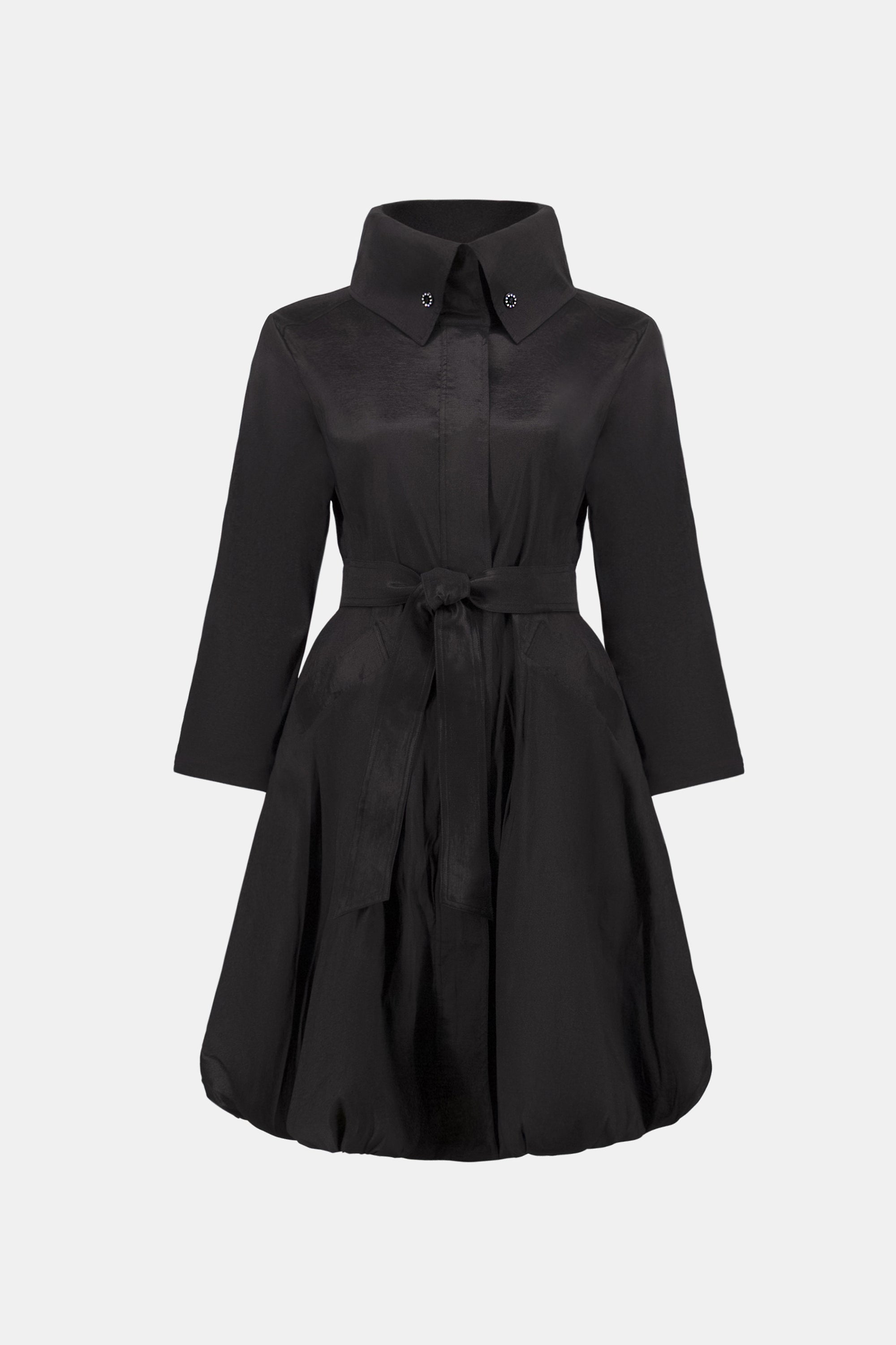 Stretch Taffeta Fit & Flair Balloon Coat