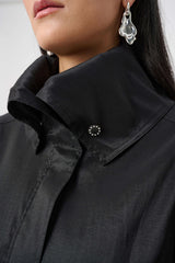 Stretch Taffeta Fit & Flair Balloon Coat