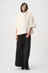 Chevron Faux Fur Cape-Style Jacket