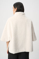 Chevron Faux Fur Cape-Style Jacket