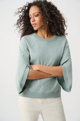 Button Tulip Sleeve Sweater