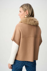 Sweater Knit Jacket With Detachable Faux Fur Collar
