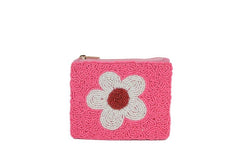 Ladies Fully Beaded Flower Printed Coin Purse