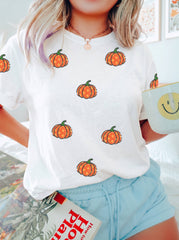 LDC Sequined Star Pumpkin Graphic Casual Round Neck T Shirt