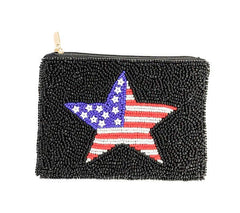 Ladies USA Star Beaded Coin Purse