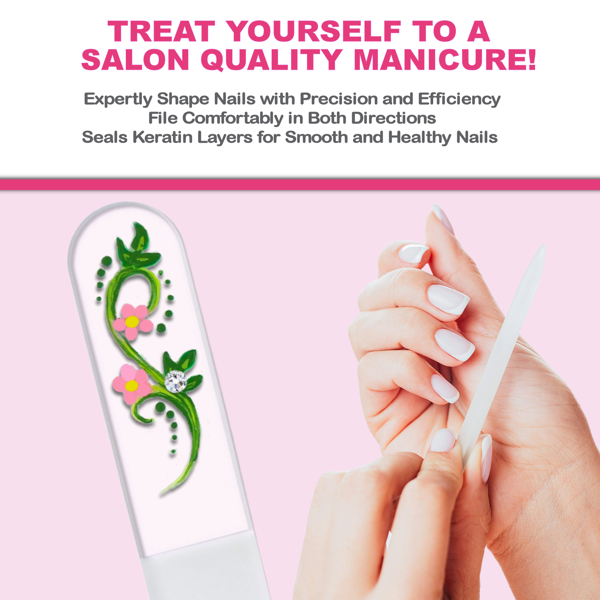 Pretty Posie Floral Swarovski Hand Painted Crystal Nail File
