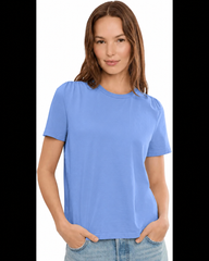 Michael Stars 46014 Shirred Shoulder Tee, Blue Ribbon