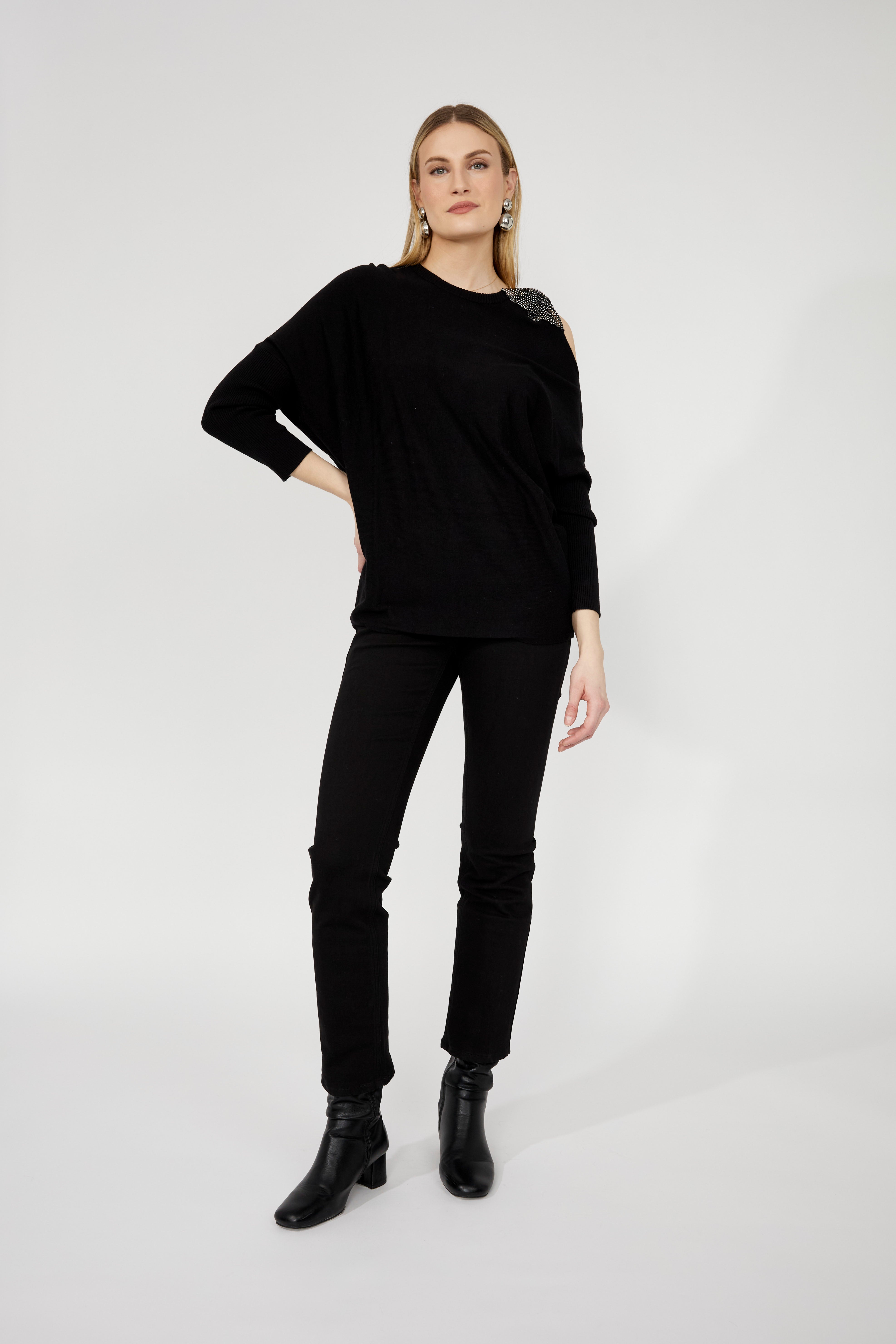 Frank Lyman 253741 Crew Neck Jewel Pullover Sweater