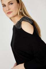 Frank Lyman 253741 Crew Neck Jewel Pullover Sweater