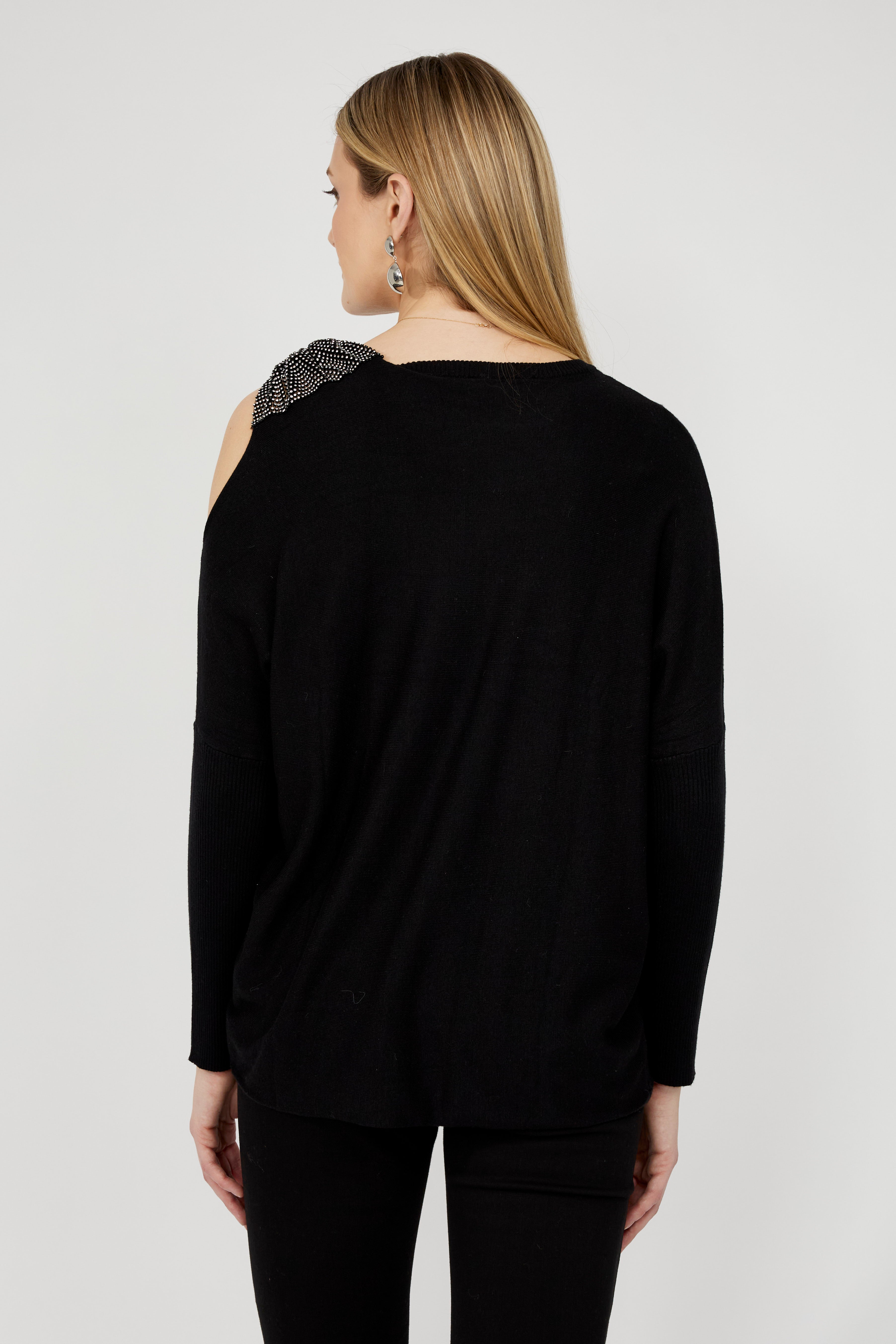 Frank Lyman 253741 Crew Neck Jewel Pullover Sweater