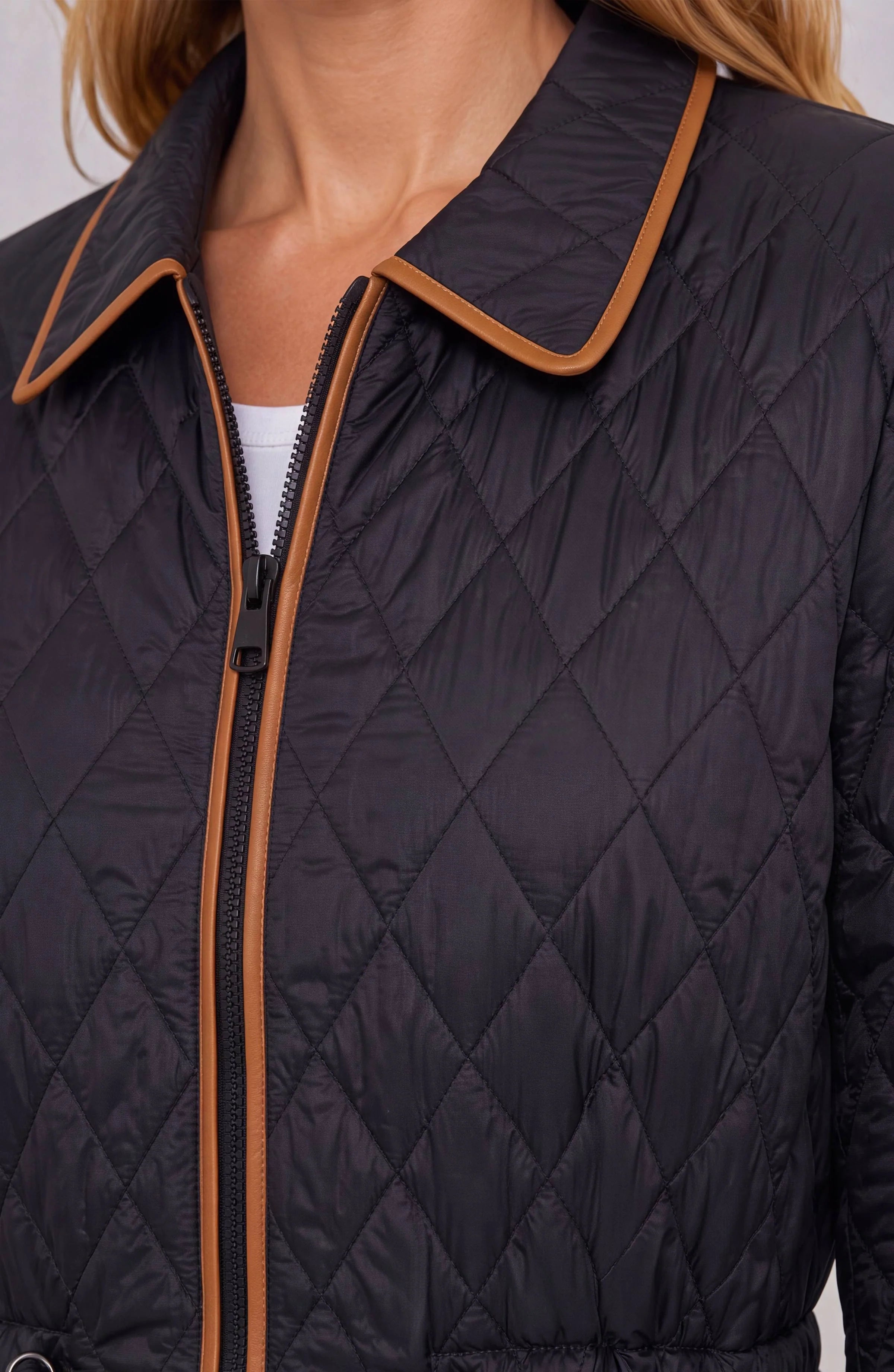 Quilted Coat W/ Cinched Waist