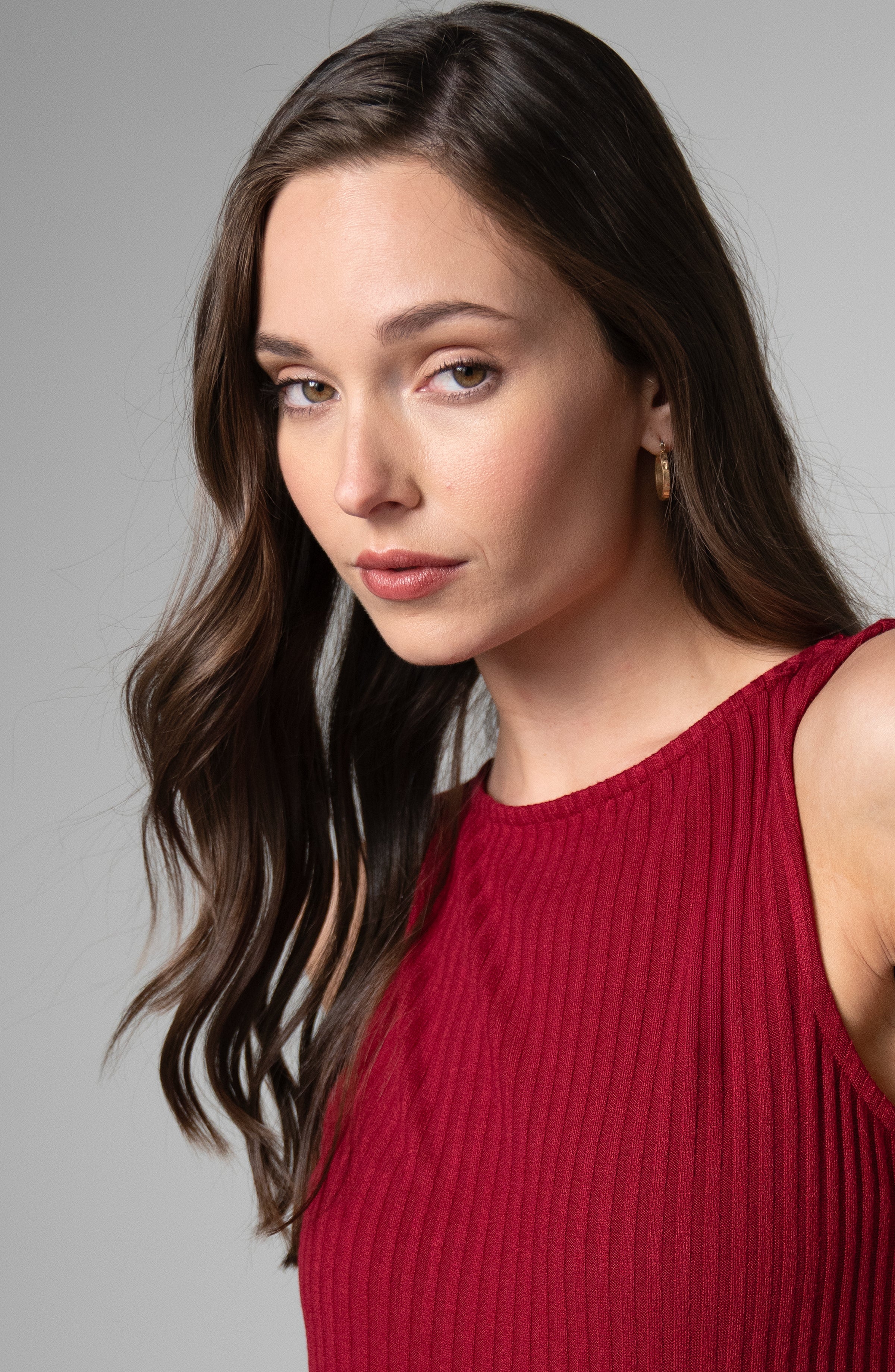 Sleeveless Boat Neck Rib Knit Top