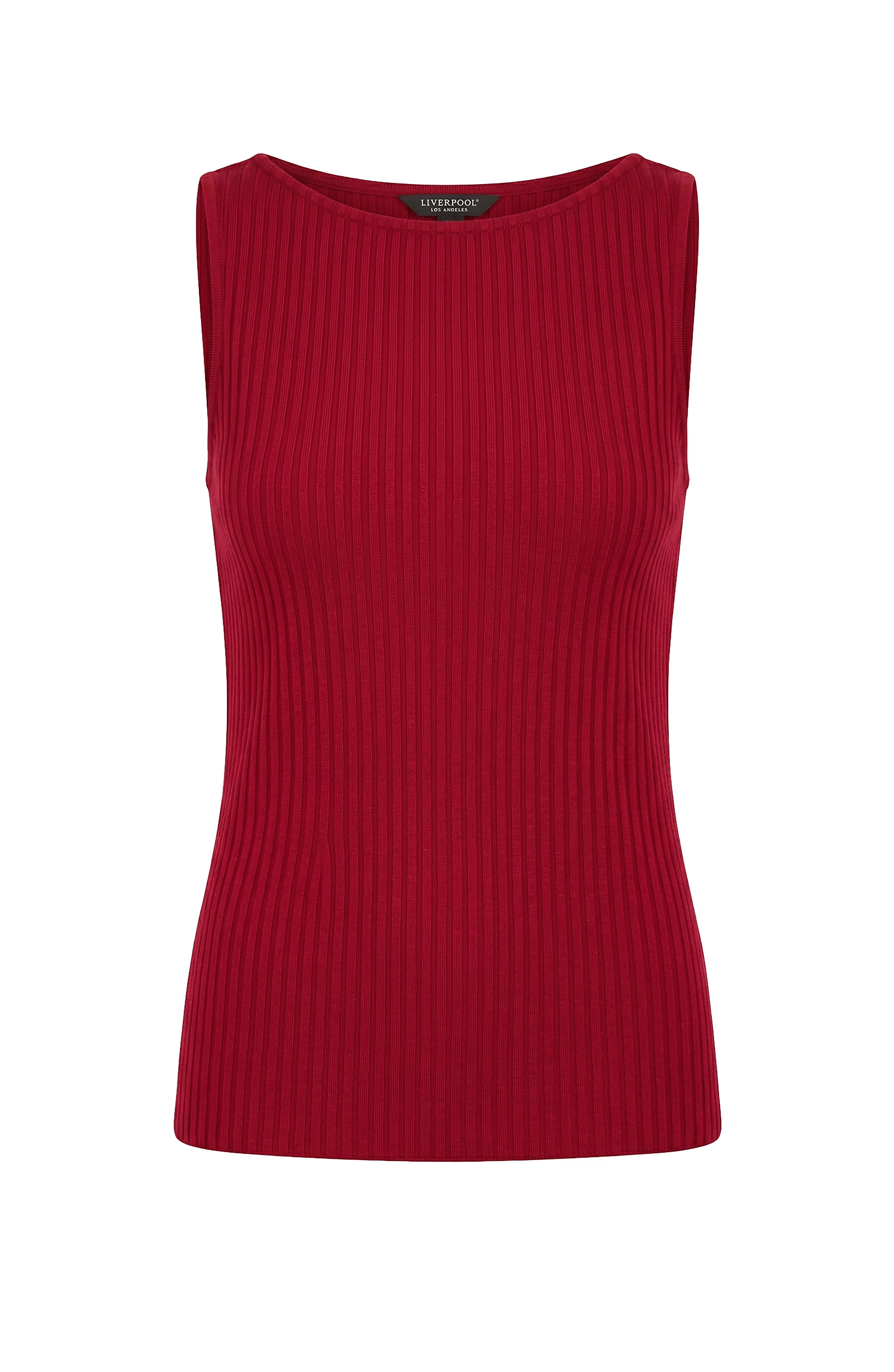 Sleeveless Boat Neck Rib Knit Top