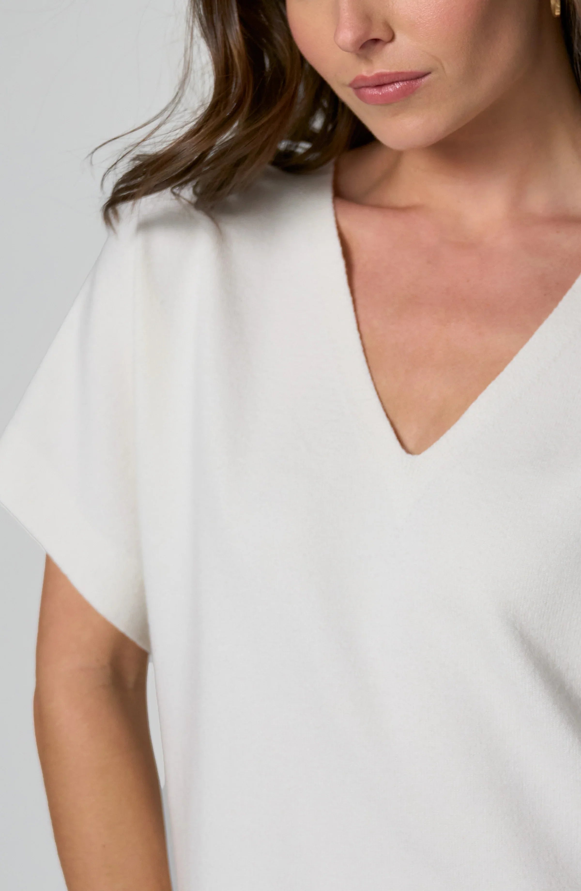Short Sleeve V-neck Dolman Sweater