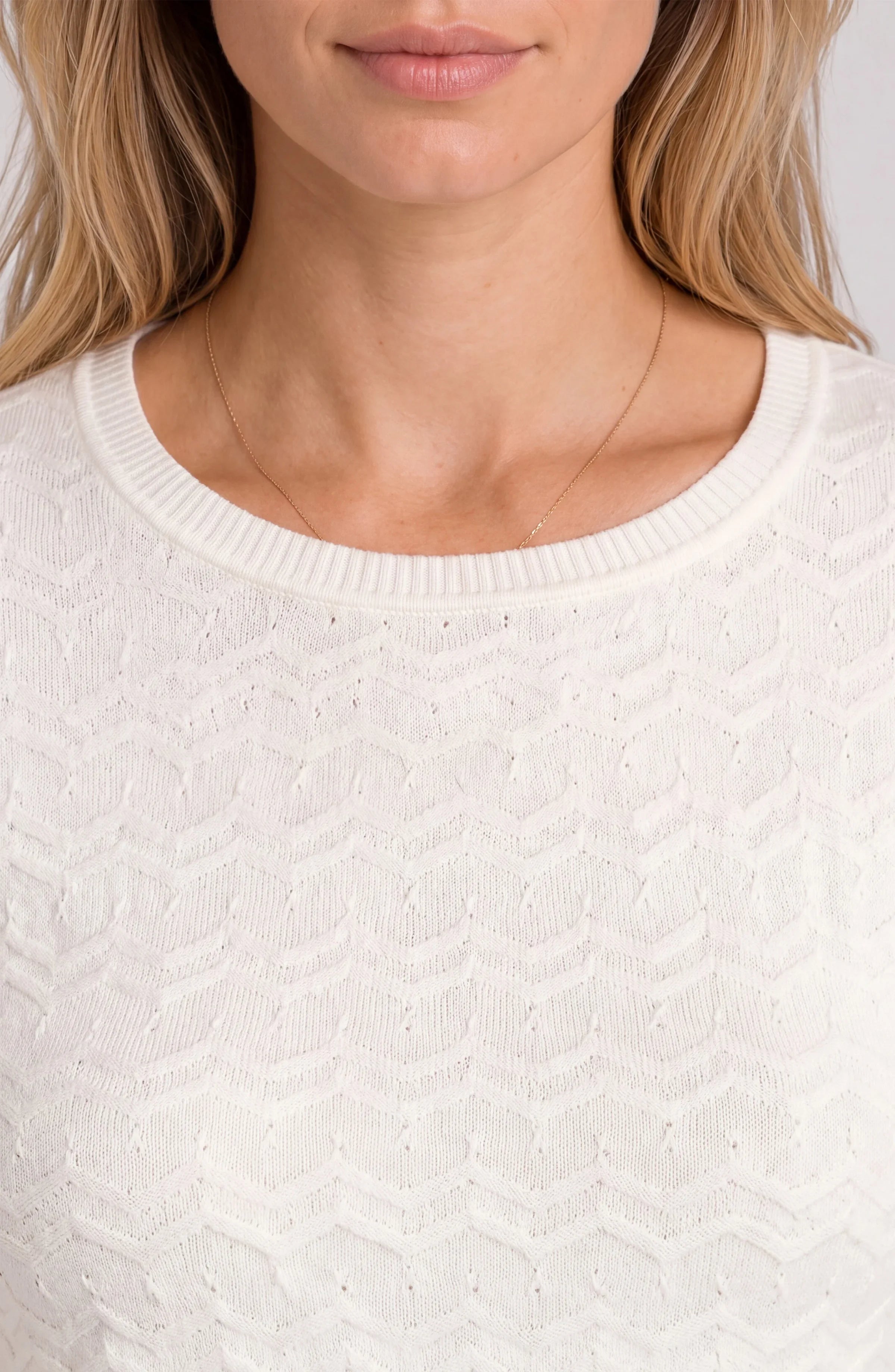 3/4 Sleeve Knit Top W/ Rib Trim