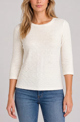 3/4 Sleeve Knit Top W/ Rib Trim