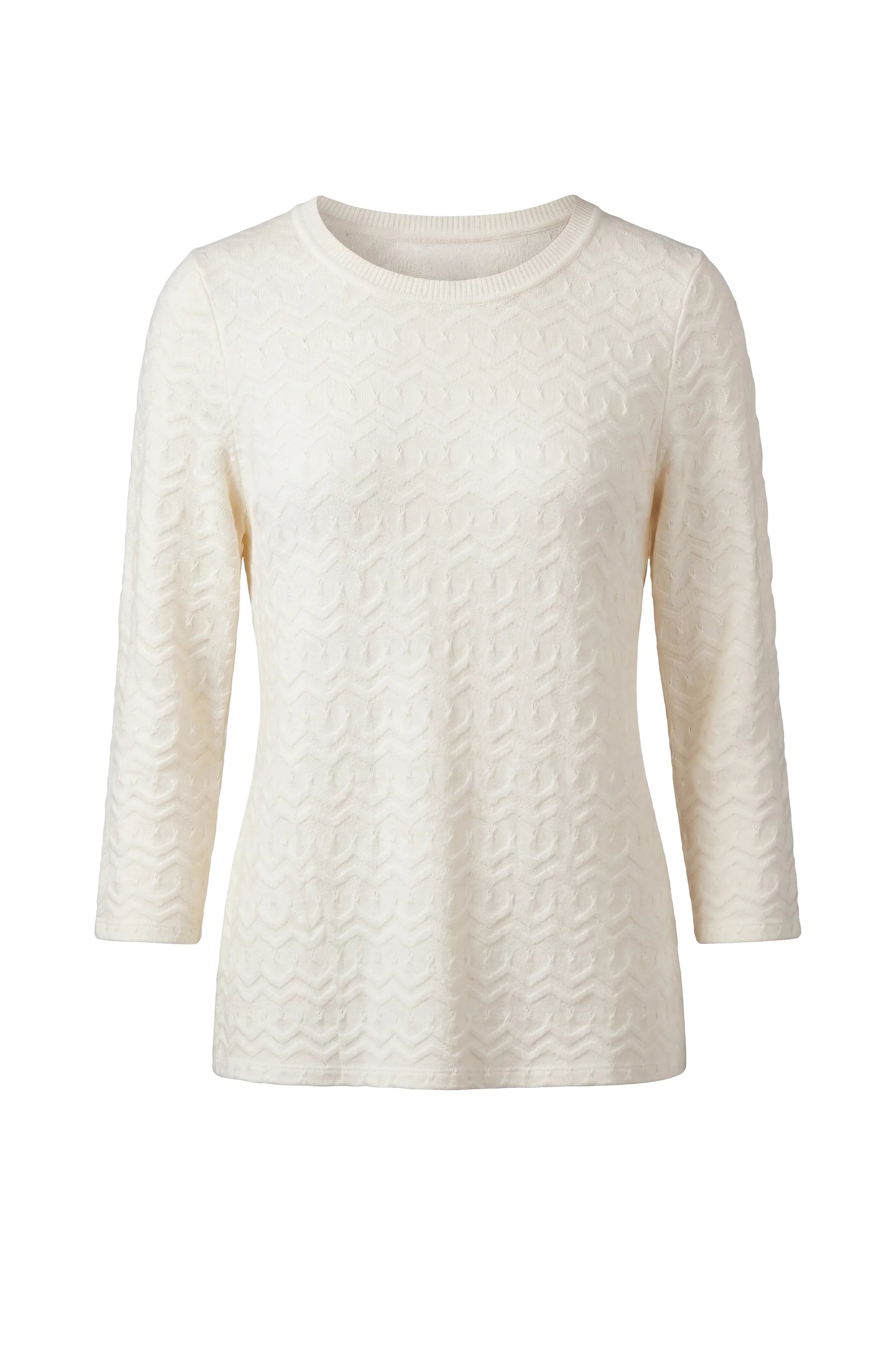 3/4 Sleeve Knit Top W/ Rib Trim