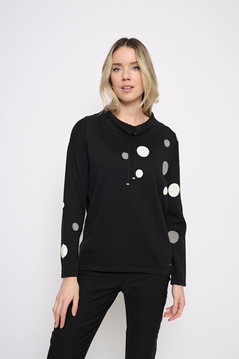 Polka Dot Drawstring Neck Top