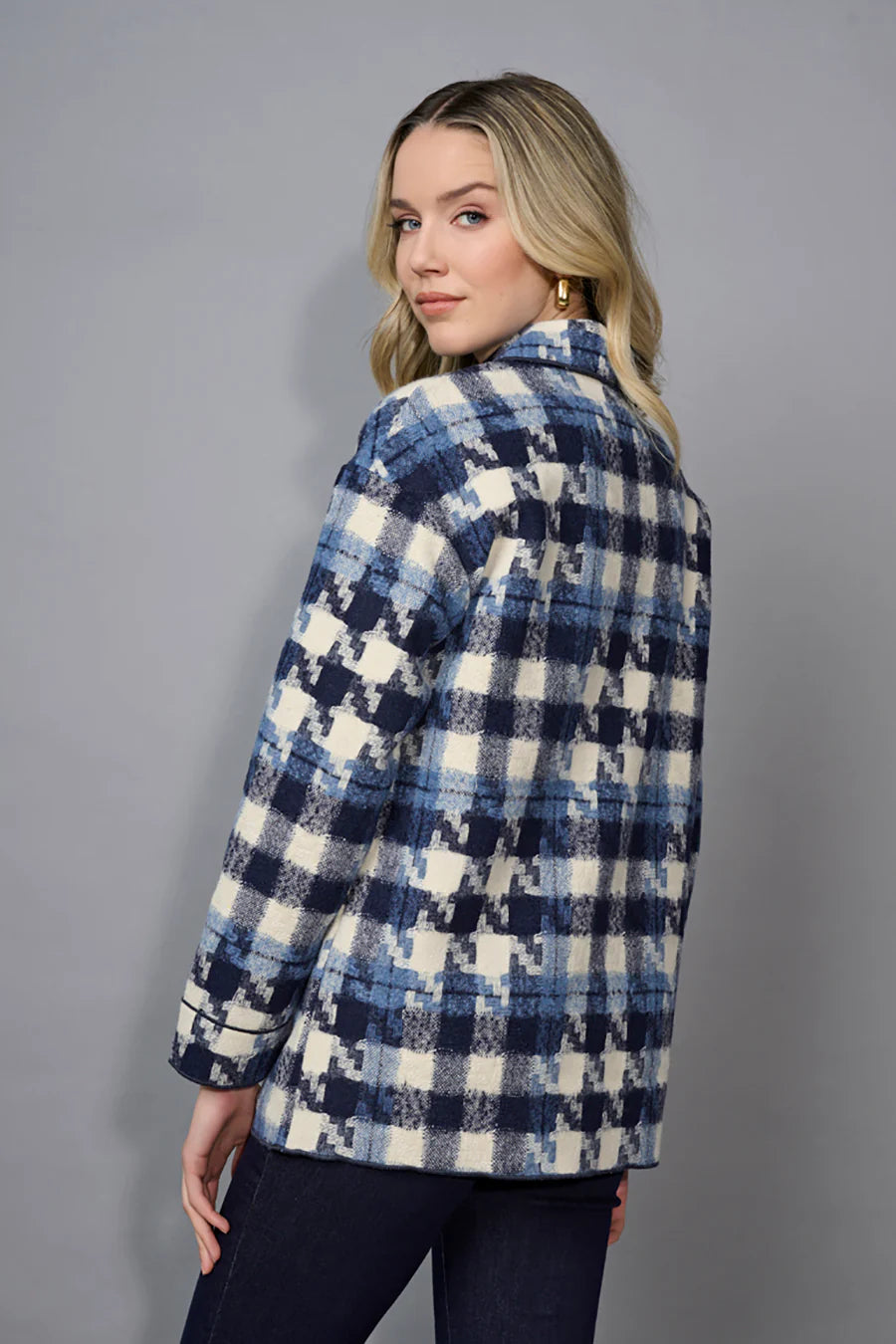 Picadilly Houndstooth Button-Front Jacket