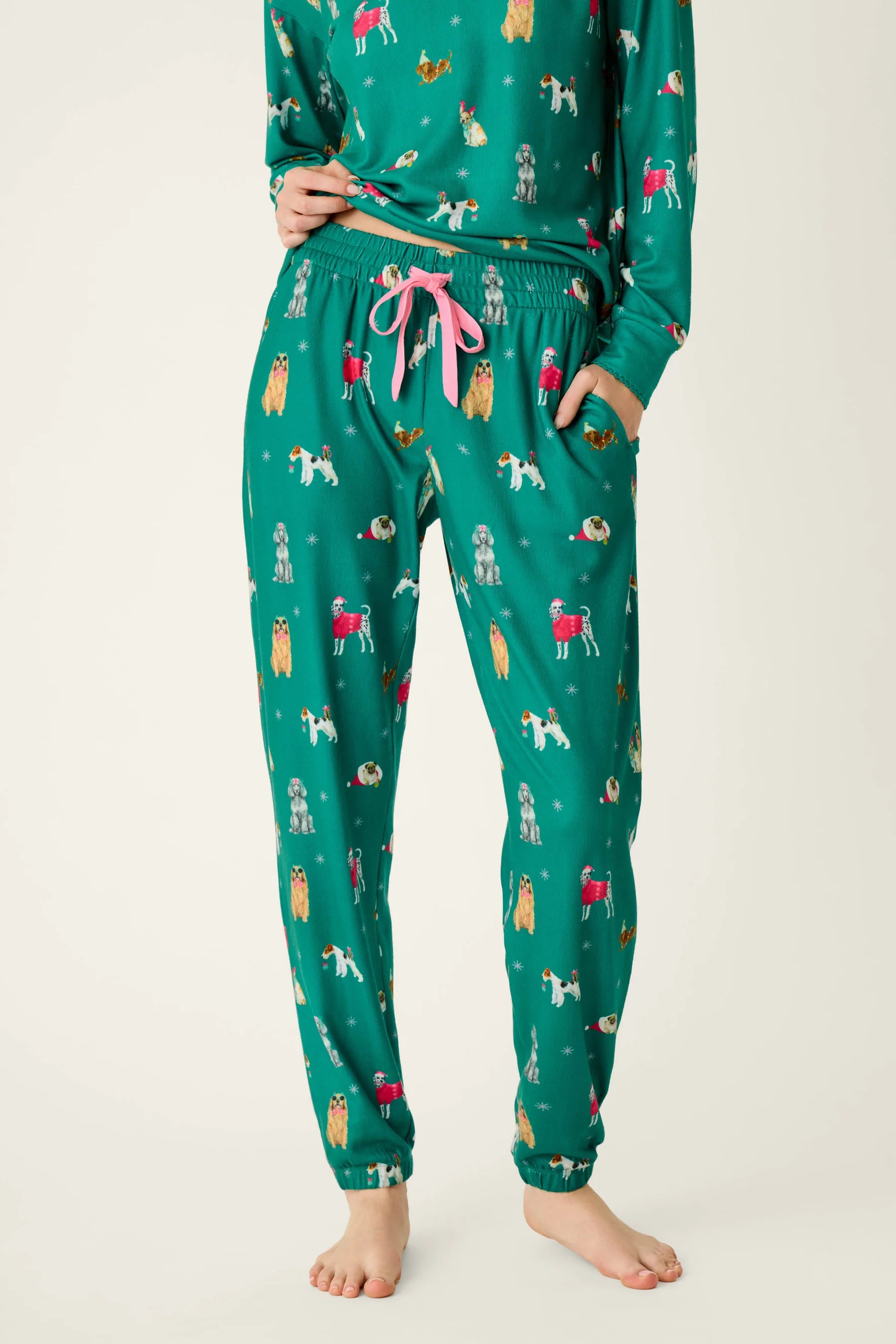 Happy Pawlidays Merry Mutts Dog Print Jogger Pants