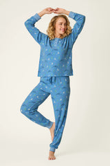 Ski Jammie Classics Skiing Bunnies Long Sleeve Jogger PJ Set