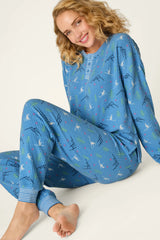 Ski Jammie Classics Skiing Bunnies Long Sleeve Jogger PJ Set