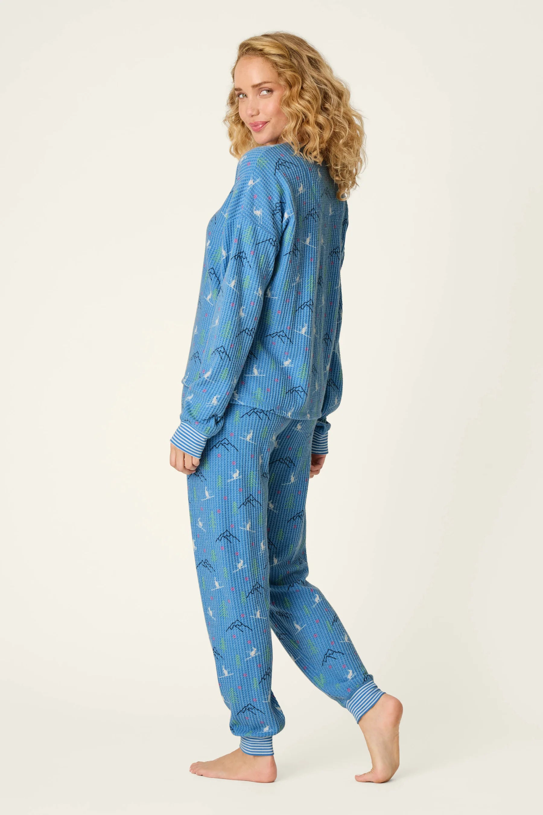Ski Jammie Classics Skiing Bunnies Long Sleeve Jogger PJ Set