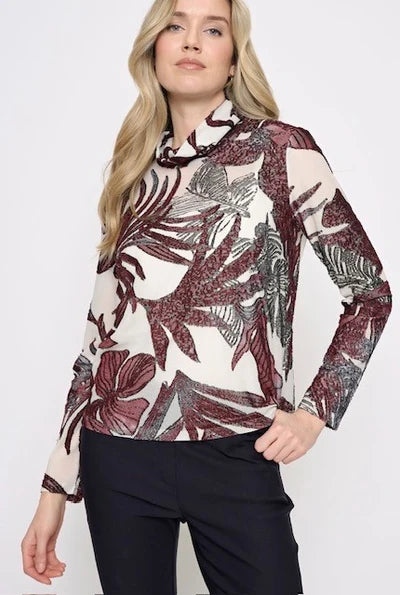 Long Sleeve Draped Neck Top