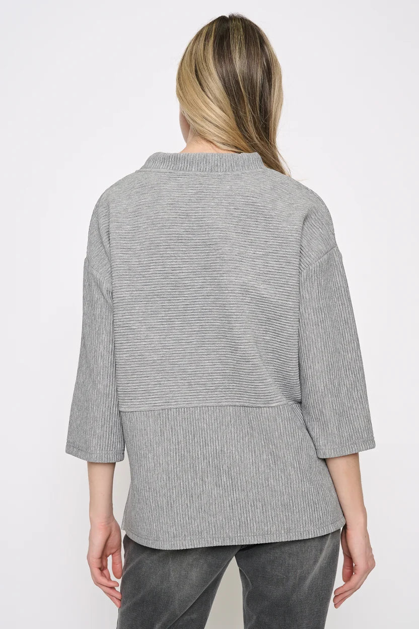 3/4 Slv Drawstring Neck Top