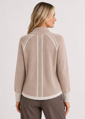Two-Tone Zip Up Sweater