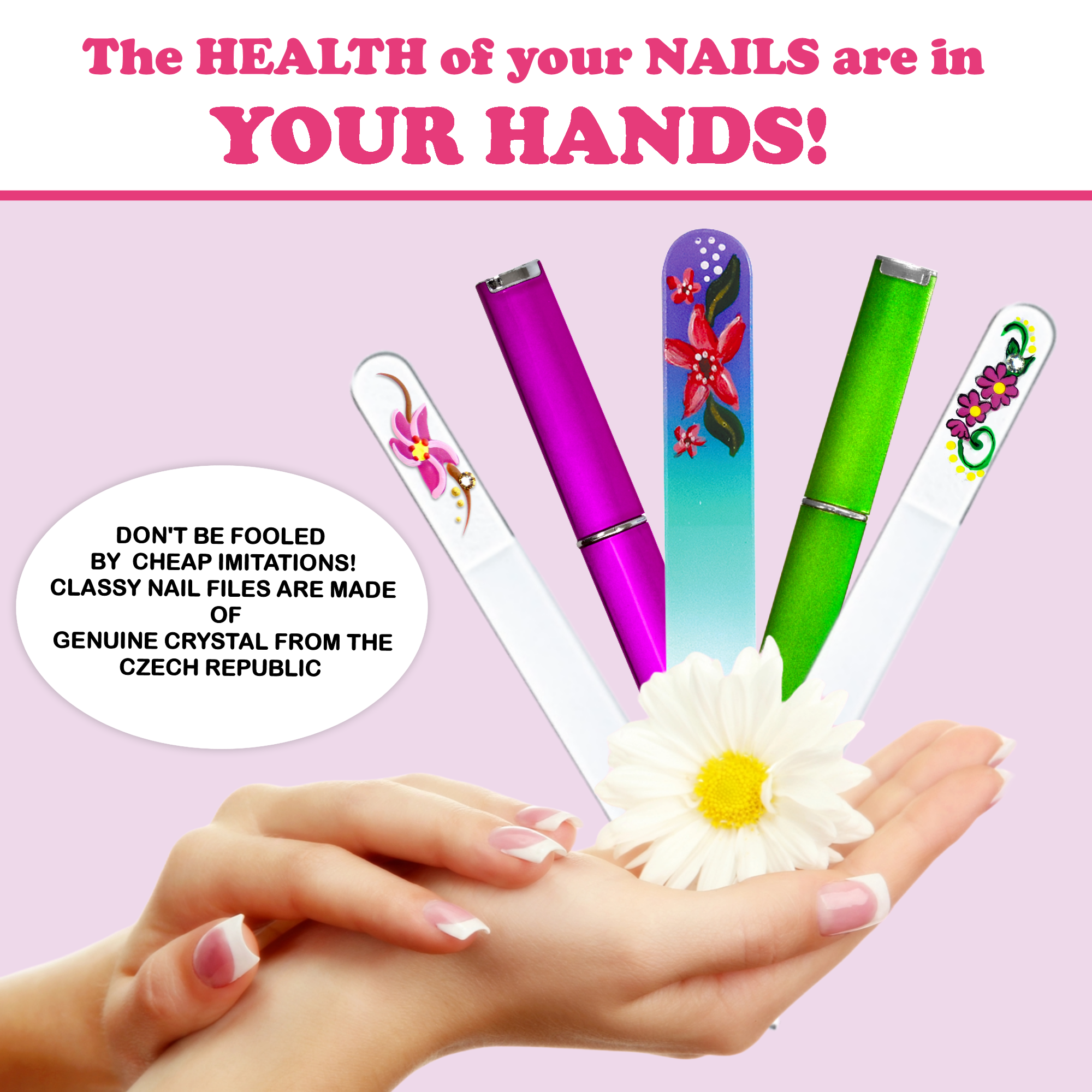 Pretty Posie Floral Swarovski Hand Painted Crystal Nail File