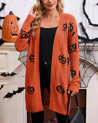 Halloween Pumpkin Jacquard Knit Cardigan