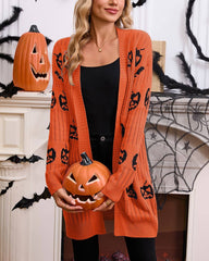 Halloween Pumpkin Jacquard Knit Cardigan