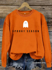 Halloween Spooky Season Print Crew Sweatshirt