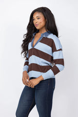Denim Collar Polo Sweater