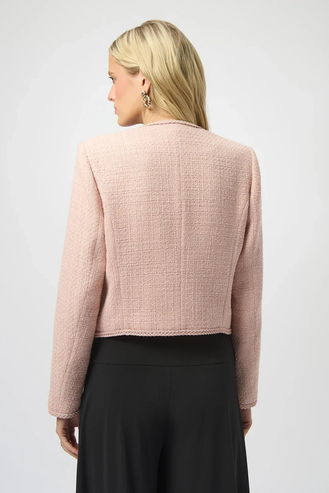 Long Sleeves Bouclé Collarless Jacket