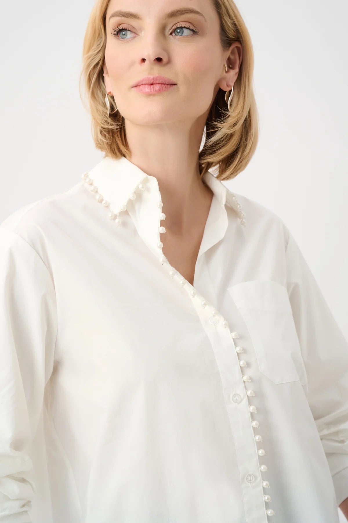 Pearl-Trim Button-Down Shirt