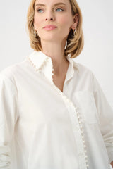 Pearl-Trim Button-Down Shirt