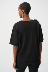 Rayon And Nylon T-Shirt With Memory Flower Detail