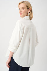 Pearl-Trim Button-Down Shirt