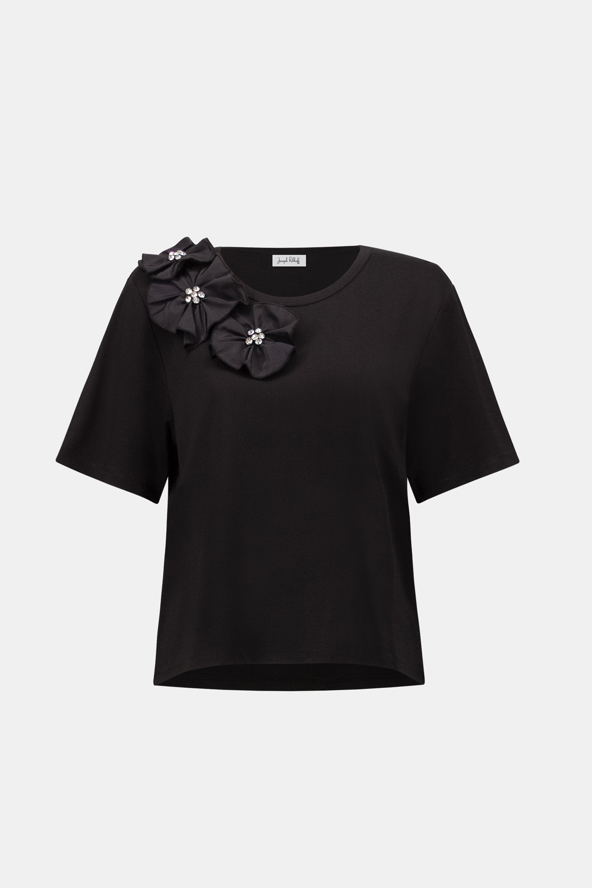 Rayon And Nylon T-Shirt With Memory Flower Detail